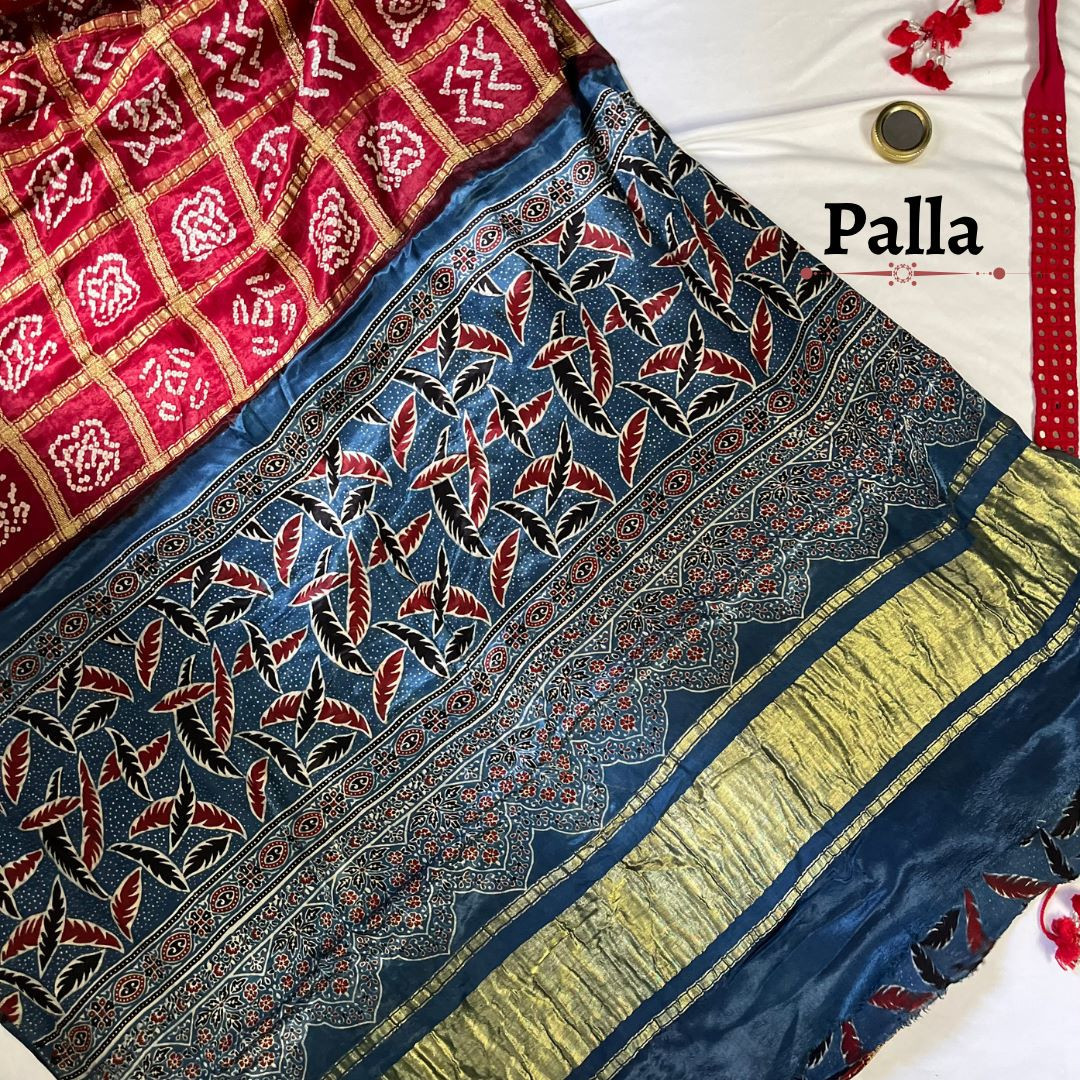 Gharchola Ajrakh Bandhani Saree